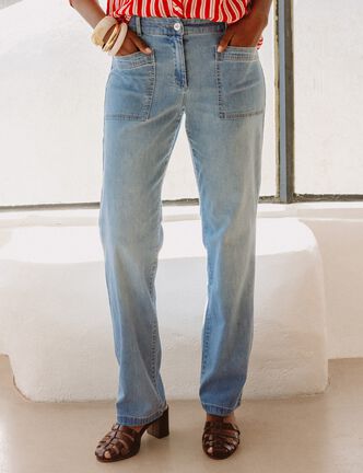 Jean coupe mom taille haute denim double stone femme