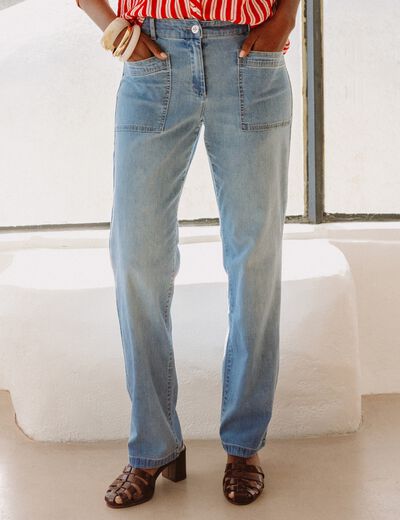 Jean coupe mom taille haute denim double stone femme