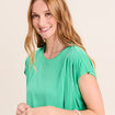 T-shirt droit col rond manches courtes vert menthe femme