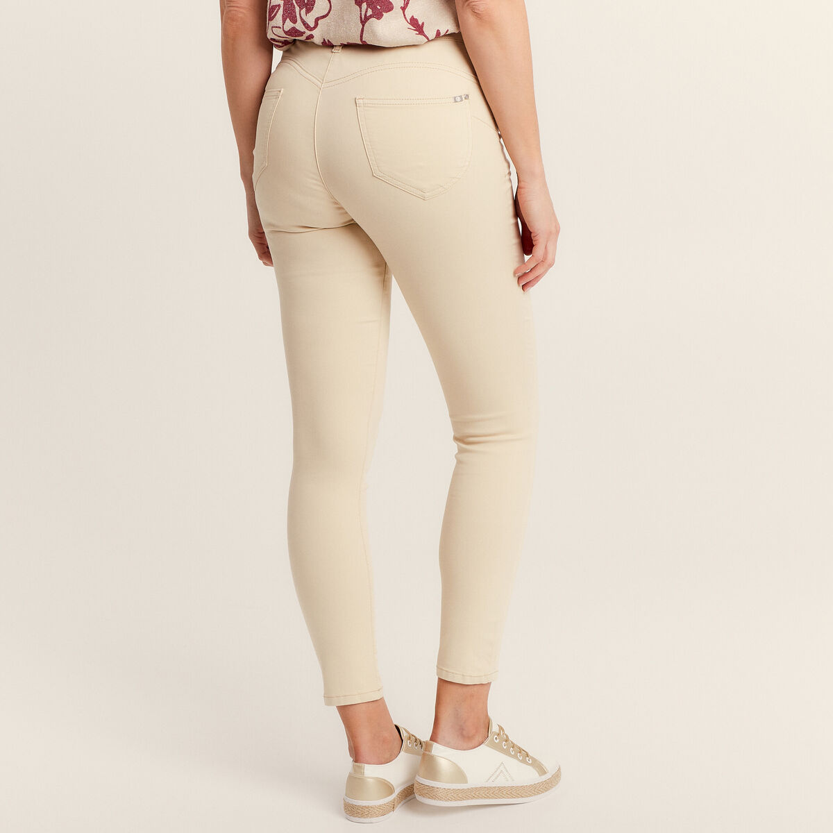 Pantalon léger taille standard 7/8ème ivoire femme