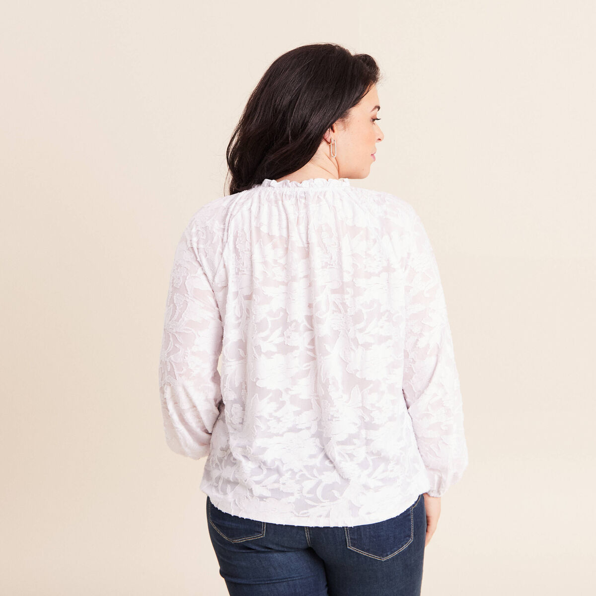 Blouse f&eacute;minine manches longues blanc femme
