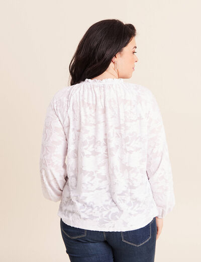 Blouse f&eacute;minine manches longues blanc femme