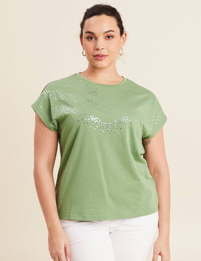 T-shirt manches courtes vert femme