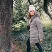 Doudoune droite &agrave; capuche gris fonc&eacute; femme