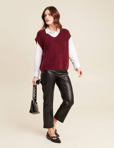Pull sans manches bordeaux femme
