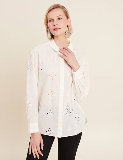 Chemise manches longues ecru femme