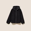 Manteau ample court &agrave; capuche noir femme