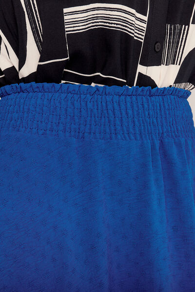 Jupe longue évasée asymétrique bleu electrique femme