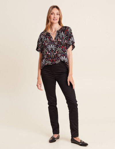 Blouse manches courtes noir femme