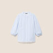 Chemise col montant manches 3/4 bleu femme
