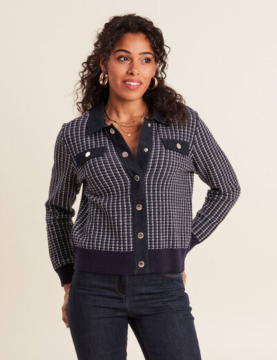 Gilet manches longues bleu marine femme