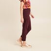 Pantalon coupe droite à coulisse bordeaux femme