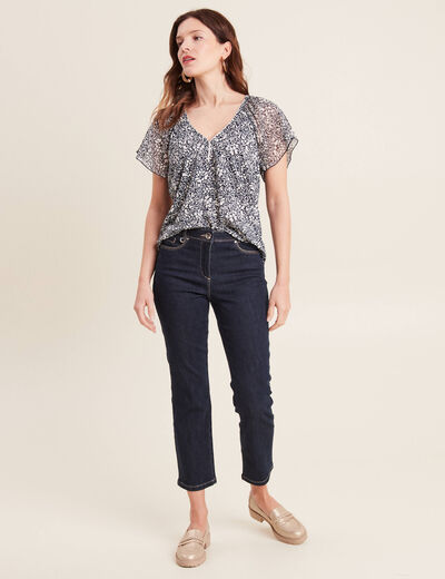T-shirt manches courtes bleu femme