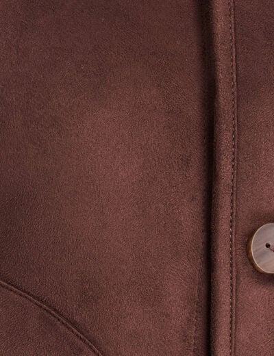 Veste r&eacute;versible duveteuse marron fonc&eacute; femme