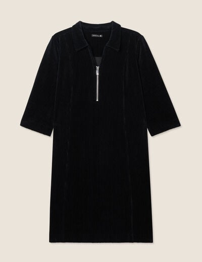 Robe droite velours noir femme