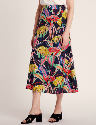 Jupe longue évasée multicolore femme