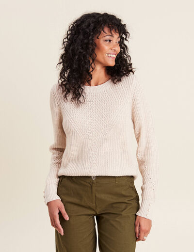 Pull manches longues creme femme