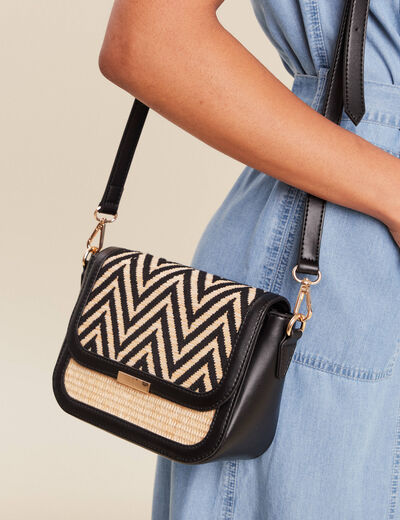 Sac rectangulaire à rabat noir femme
