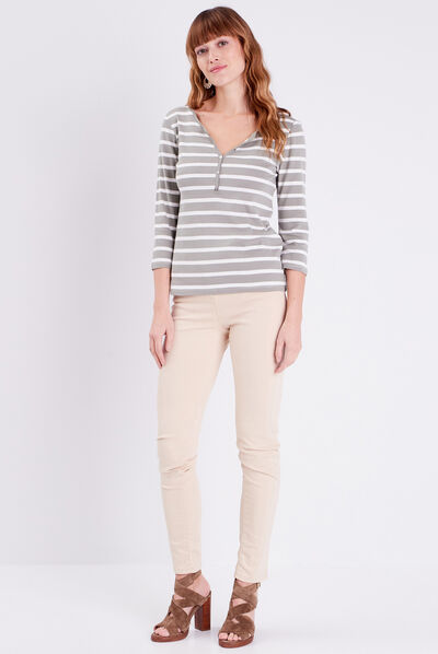 T-shirt manches 3/4 vert clair femme