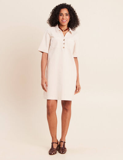 Robe courte en coton ivoire femme
