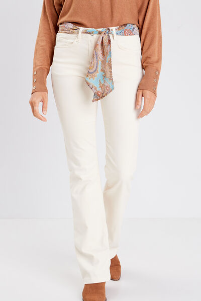 Pantalon bootcut ceinturé ivoire femme