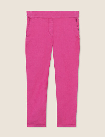 Pantacourt ajusté taille haute rose fushia femme