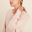 Pull col rond manches longues &agrave; sequins rose poudr&eacute;e femme