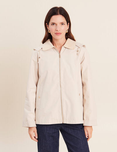 Parka ample courte manches longues sable femme