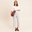 Pantalon large taille haute bleu femme
