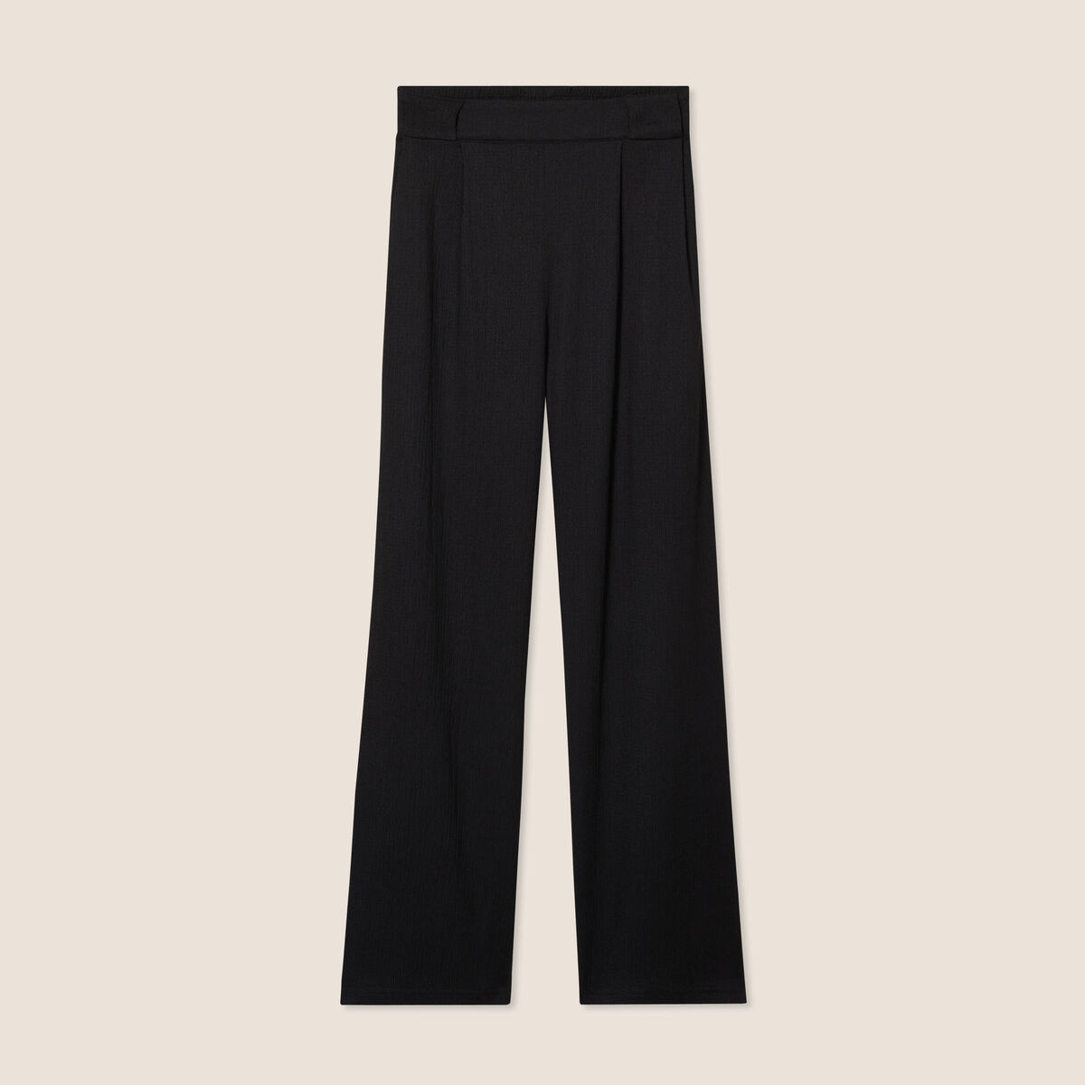 Pantalon large taille haute noir femme