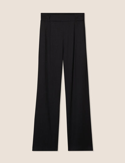 Pantalon large taille haute noir femme
