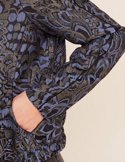 Veste bas resserr&eacute; manches longues bleu femme