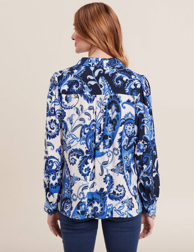 Chemise manches longues bleu electrique femme
