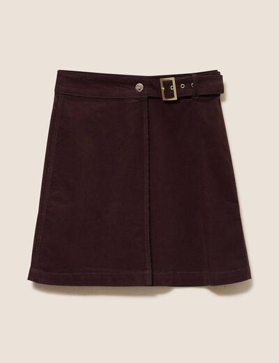 Jupe en velours marron fonc&eacute; femme