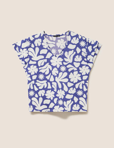 T-shirt manches courtes bleu femme
