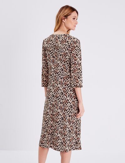 Robe droite avec fronces beige femme