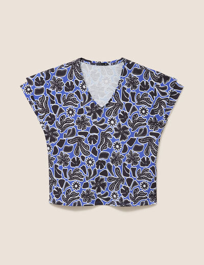 T-shirt manches courtes bleu femme