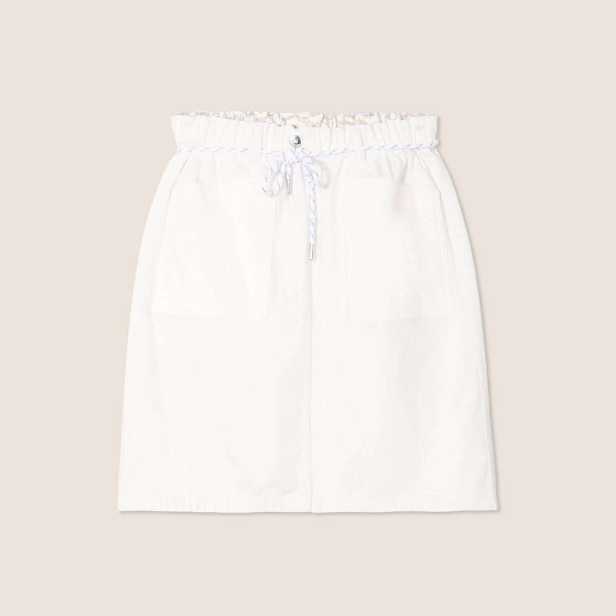 Jupe droite r&eacute;versible blanc femme