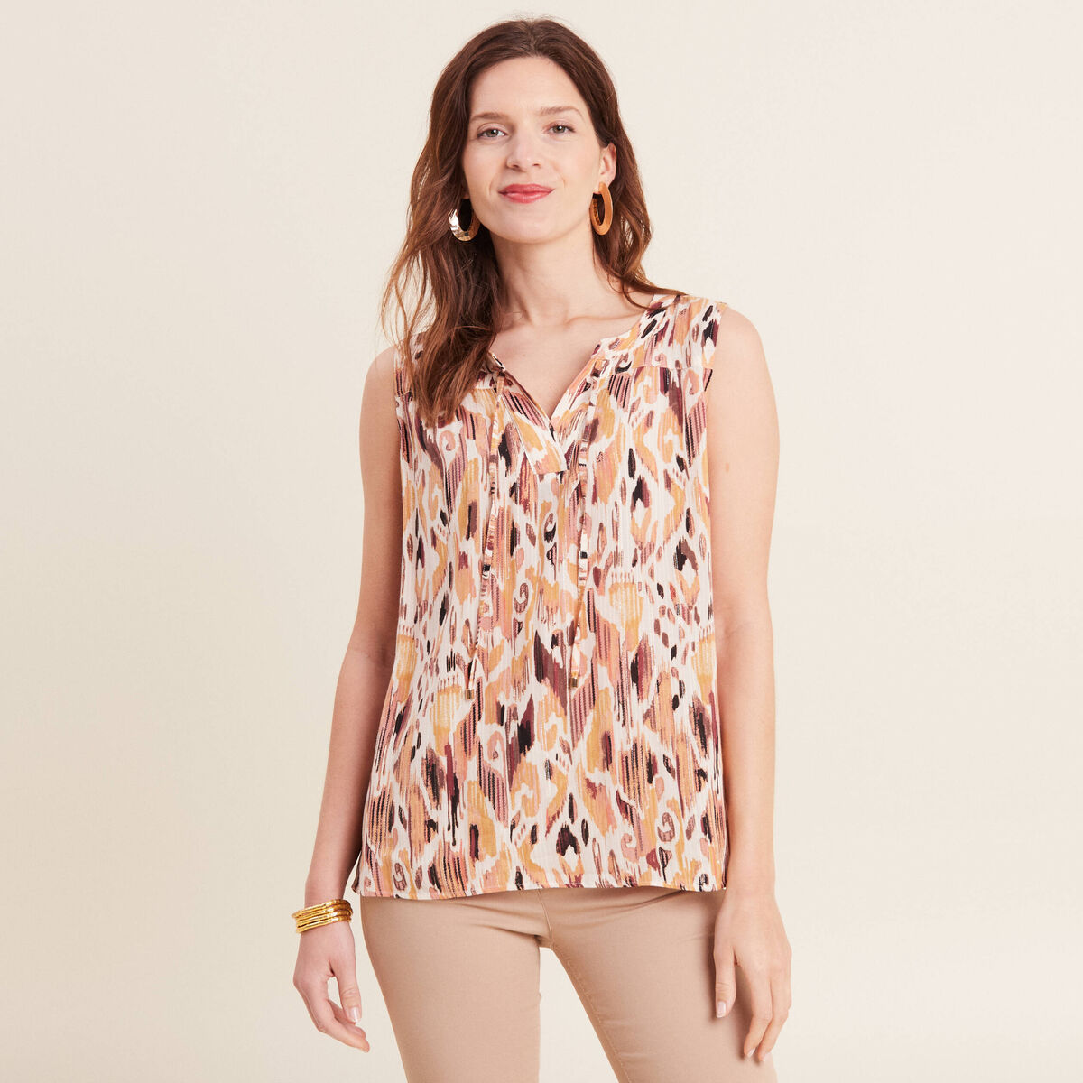 Blouse sans manches blanc femme