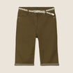 Bermuda ajusté ceinturé vert olive femme