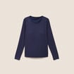 T-shirt thermique ajust&eacute; manches longues bleu marine femme