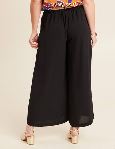 Pantalon jupe-culotte large noir femme