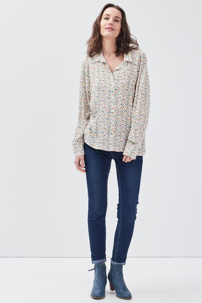 Chemise manches longues ecru femme