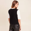 Gilet court cintr&eacute; sans manches col v noir femme