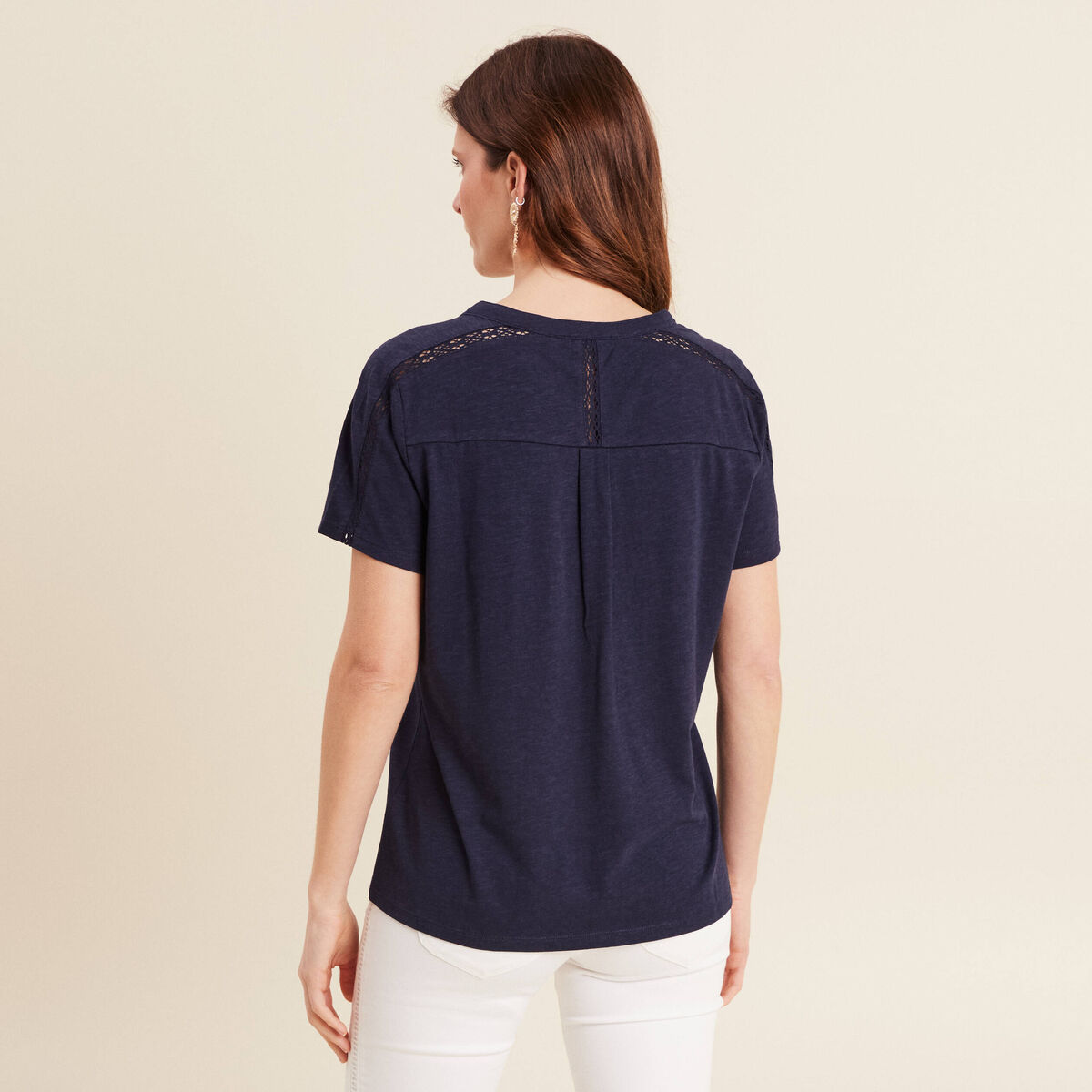 Pull basique, manches courtes bleu marine La Redoute Collections | La Redoute
