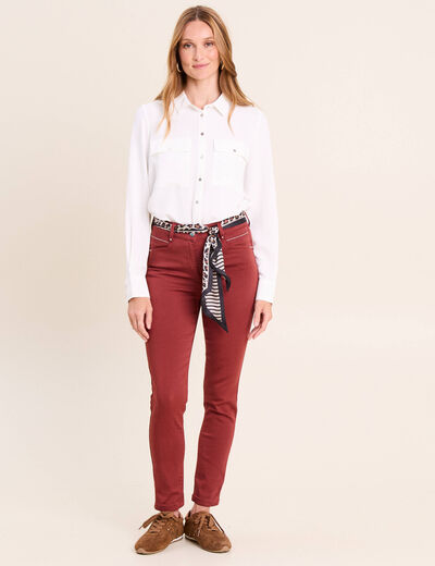 Pantalon coupe ajust&eacute;e taille haute orange fonc&eacute; femme