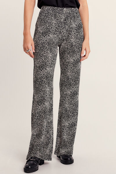Pantalon flou droit noir femme