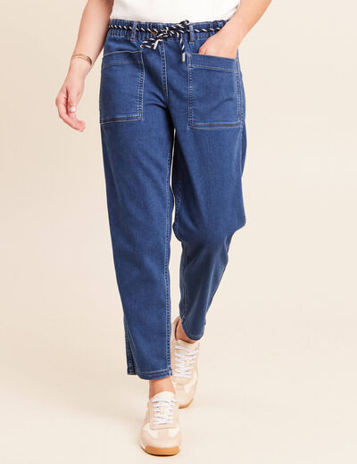 Jean droit r&eacute;versible bleu femme