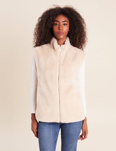 Veste col montant doubl&eacute;e ecru femme