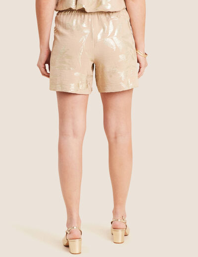 Short taille haute beige fonce femme